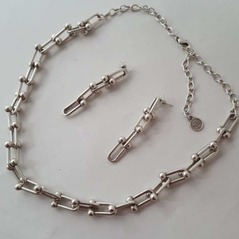 Silver chunky chain choker silver plated